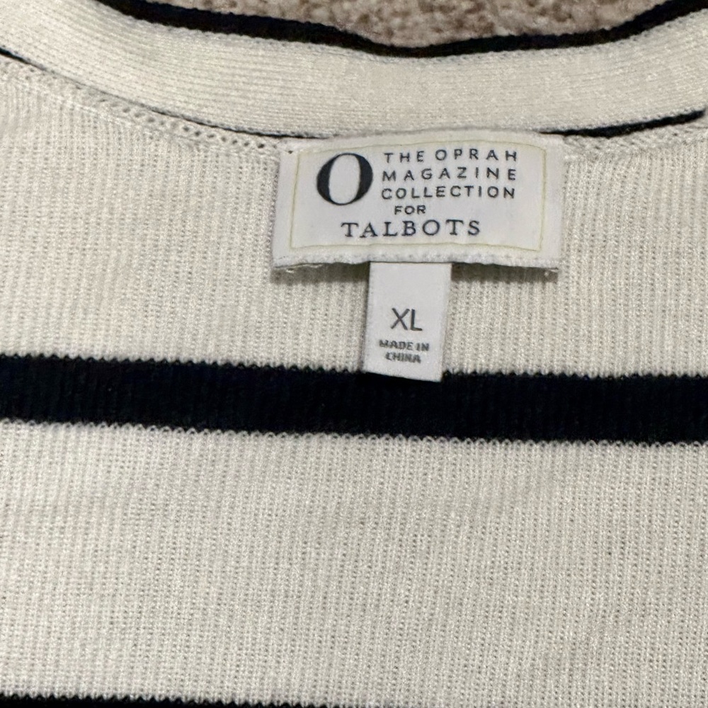 Talbots Oprah Collection Striped Open Front Cardi… - image 7